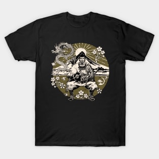 Streetwear Samurai Dragon Vaporwave Sakura Fuji Japanese Aesthetic 607 T-Shirt